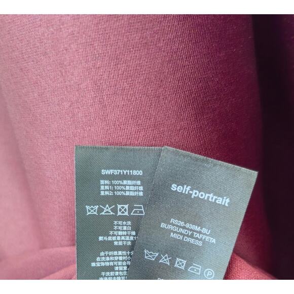 Self-Portrait Burgundy Taffeta Midi Dress US 4 - Picture 12 of 12